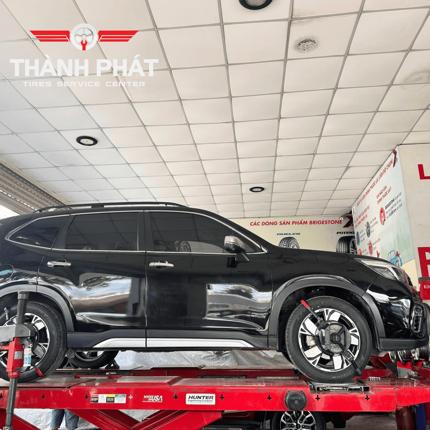 Cân chỉnh thước lái Hunter giúp hạn chế mòn lốp không đều và cải thiện độ ổn định khi vận hành.