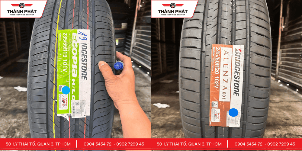 Lốp Bridgestone chính hãng tại Thành Phát TP.HCM với nhiều size cho SUV, sedan, MPV và bán tải.
