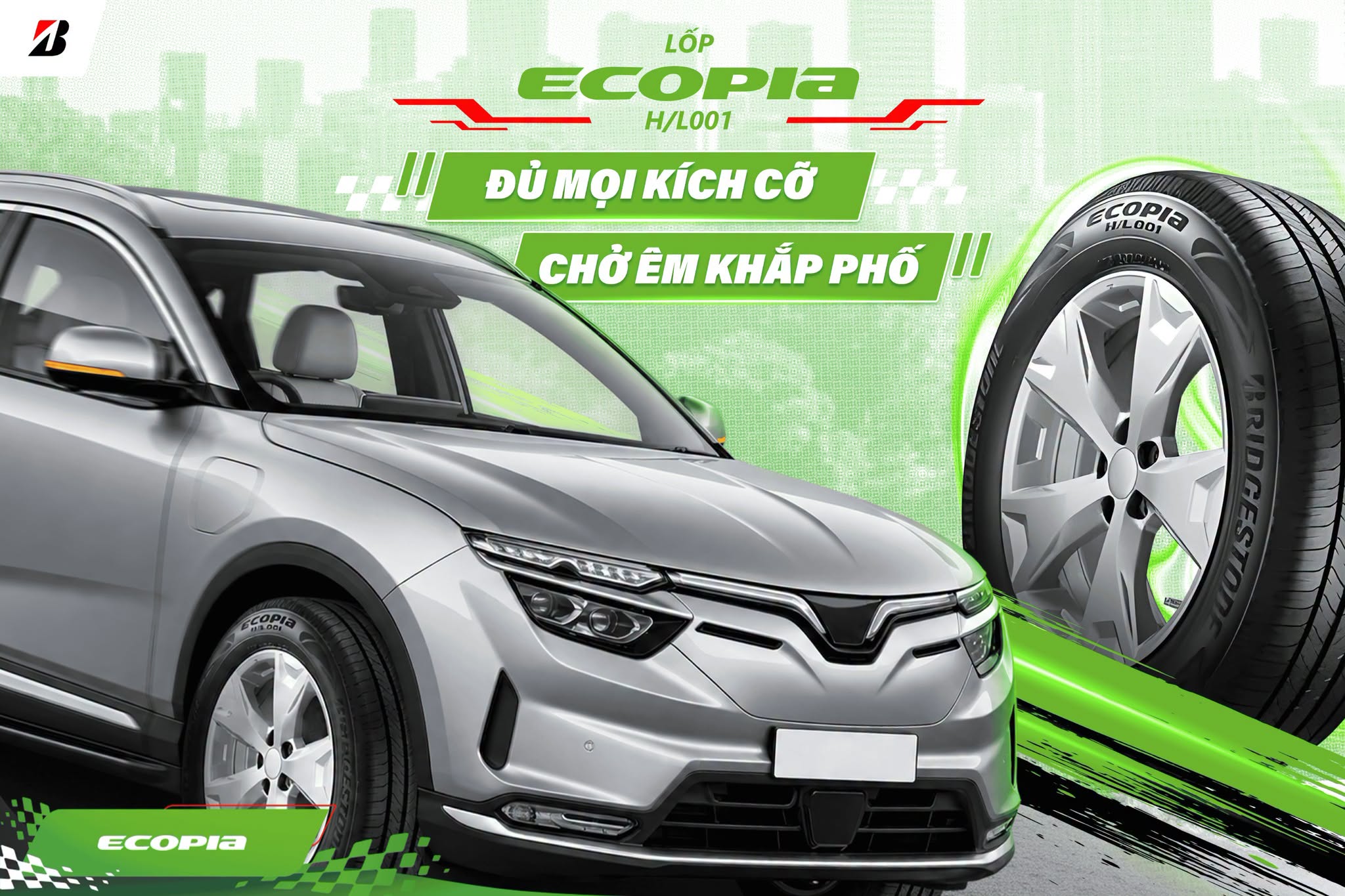 Tìm mua lốp Bridgestone Ecopia H/L001 tại Quận 3, Quận 12, kiểm tra đúng kích thước trước khi thay.