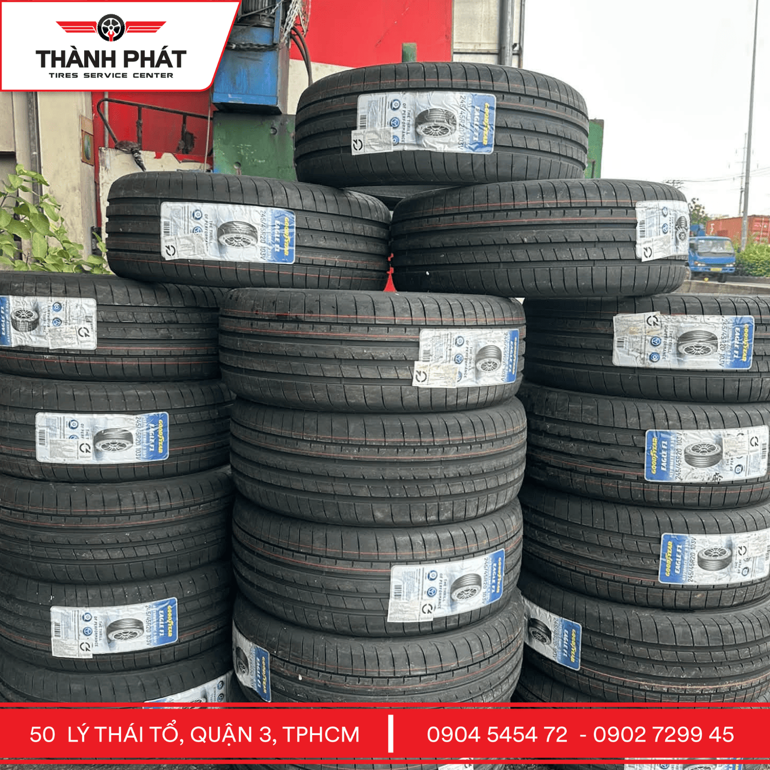 Thay lốp Goodyear Eagle F1 Asymmetric 3 SUV 245/45R20 chính hãng cho xe điện và SUV cao cấp tại Quận 3 và Quận 12